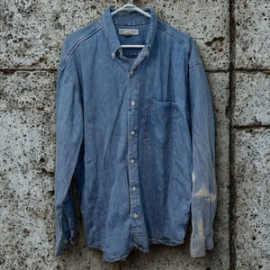 Banana Republic Shirt Mens Large Blue Denim Jean Pocket 90s Y2K USA VTG